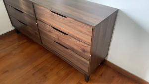 Flexidesignx LOTUS Chest Drawer 6 Drawer Cabinet Walnut Clothes Storage Dressing Table