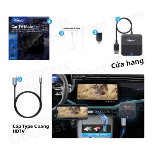 Thiết Bị Ottocast Car TV Mate Max Express 4 Trong 1 Hỗ Trợ CarPlay & Android Auto Không Dây Trình Chiếu Màn Hình DisplayPort Thiết Bị Phát Tín Hiệu TV Cho Ô Tô
