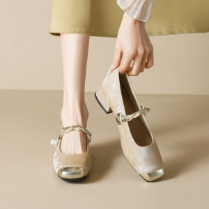 MIFEI | Sheepskin Retro Chinese Style Autumn Low-Cut Mary Jane Flats