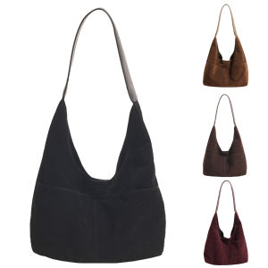 【New Arrival】2 pcs Women Suede Slouchy Hobo Bag with Multi-pocket Large Tote Bag Top Handle Handbag Retro Handbag for Travel Work