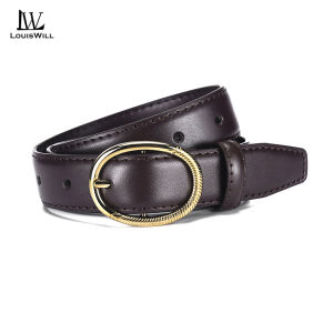 LouisWill Women Belts Retro Elegant Needle Buckle Design Adjustable Girls Ladies Belt Second-layer Cowhide Long Straps Waistbands Dress Coat Alloy Buckle Decorations
