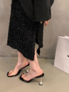 Giày Cao Gót Đế Xuồng Trong Suốt Cho Nữ Mùa Hè 2025 Giày Cao Gót Đính Đá Rhinestone Giày Đế Xuồng Thường Ngày Giày Cao Gót