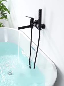 Shower Faucet Black Brass Wall Mount Bathtub Faucet Shower Square Style Handheld Single Handle Luxury Bathroom Mixer Tap 877910