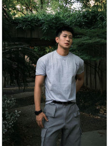 Muscle Fit Slim Cotton T-Shirt Grey