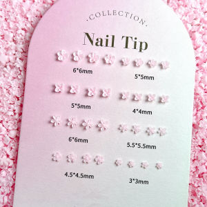 60PCS Sweet Mini Daisy Morning Glory Resin Nail Art Charms 3D Minimalist Pink Series Five-petal Flower Nail Decorations DIY Nail