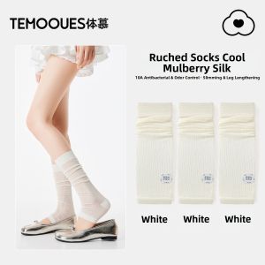 White Tencel Leg Warmers Ballerina Style Summer Thin Pile Socks