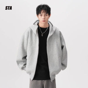 เสื้อสเวตเตอร์คาร์ดิแกนมีฮู้ดคอตั้งสไตล์อเมริกันสำหรับผู้ชายและผู้หญิง ทรงหลวม ดีไซน์สุดเทรนด์ ซิป แจ็คเก็ตกีฬา แจ็คเก็ตคู่รัก