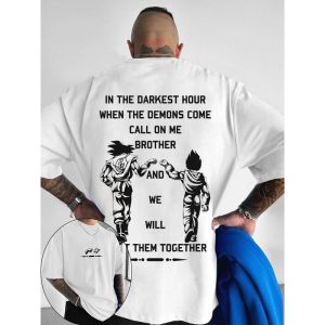 Bandai | Dragon Ball Mens T-Shirt Goku Vegeta Japanese Anime Summer Boy Childrens Parent-Child Clothing Y2k Harajuku Trend Short Sleeve