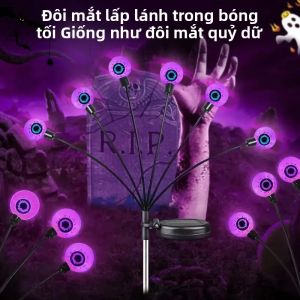 6 Đầu Năng Lượng Mặt Trời Halloween Tím Nhãn Cầu Đèn LED Ngoài Trời Cổ Phần Đèn Sân Vườn Bãi Cỏ Sân Mộ Kinh Dị Trang Trí Cắm Đom Đóm Đèn