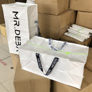 Large Capacity Extra Thickly Woven Shopping Bag Moving Storage Bag Collision Color Basket Eco-Friendly Canvas Bag Organizer