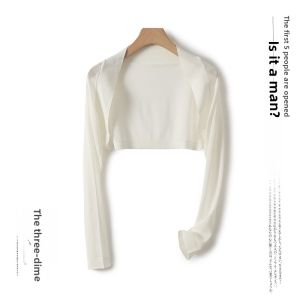 Shawl Outer Match Womens Sun Protection Cardigan Short Summer Silk Ice Knitting Small Waistcoat Ultra-Thin Long Sleeves Suspender Skirt Blouse