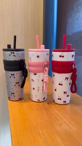 ❀ 【การจัดส่ง 2-3 วัน】ขวดน้ำเก็บความเย็นความจุขนาดใหญ่ 710 มล. กระติกน้ำสูญญากาศสแตนเลสน่ารัก ป้องกันการรั่วไหล แก้วใส่เครื่องดื่มเย็น