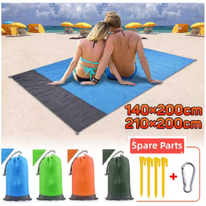 2x2.1m Waterproof Pocket Beach Blanket Folding Camping Mat Mattress Portable Lightweight Mat Outdoor Picnic Mat Sand Beach Mat