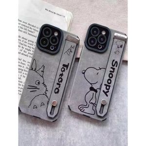 Adorable Cartoon Squirrel Phone Case for  11 pro Max 12 Mini 13 Compatible with 14 plus Cute Sheep Leather Protective Cover Snoopy Wrist Strap