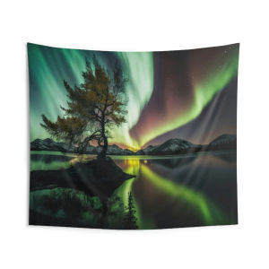 VIKAMA Northern Lights Lake Tapestry Forest Healing Background Cloth Nordic Landscape Living Room Decoration