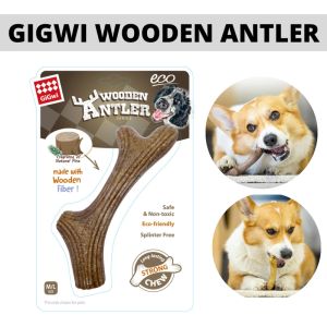 GiGwi Natural Wooden Antler Dogs Puppy Bite Resistant Chew Dog Toy Cleaning Teeth