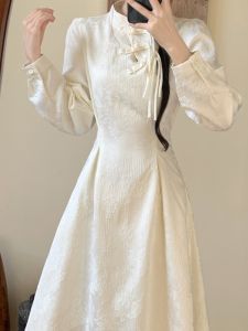 Elegant New Chinese Style Long Dress plus Size Spring Autumn New Model National Trend Womens High-End Slimming Dress