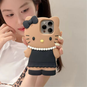 Sanrio | Fashion INS Style Necklace Hello Kitty Phone Case for iPhone 17 16 15 14 13 12 Pro Max 17 Pro Kitty Silicone Cartoon Back Cover