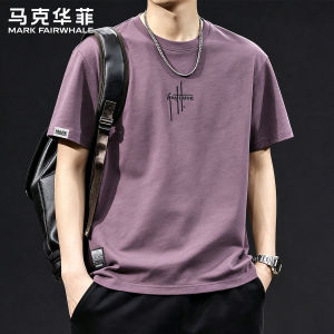 Mark Fairwhale | Pure Cotton Short Sleeve Mens T-Shirt Light Breathable Loose Leisure With Letter Print