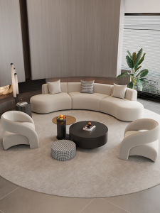 Beauty Salon Curved Sofa Coffee Table Combination Hotel Lobby Sales Office Negotiation Meeting Rest Area Corner Reception