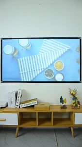 Projector Screen Simple Folding Metal Anti-light Curtain 60/72/84/100/120/130/133 inch 16: 9 HD Portable Projector Curtain Small and Large Sizes Black Edge Punch