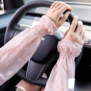 MiiOW | MiiOW Black Lace Ice Silk Ladies Driving UV Protection Half Finger Gloves Loose Sun Protection Arm Sleeve Covers Summer 2025