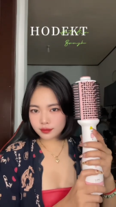 HODEKT 2 In 1 Hair Curler Straightener Hot Air Brush Comb Hot Cool Air Curling Iron