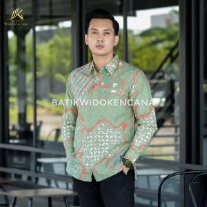 Kemeja Batik Premium - Motif Pulau Dunia Warna Sage