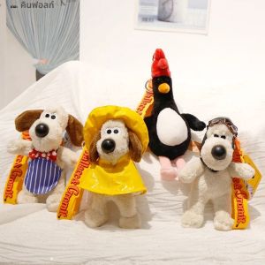 ของแท้พร้อมแท็ก Wallace & Gromit ตุ๊กตากระเป๋าจี้ Kawaii Gromit Wallace Plushies ลูกสุนัขสุนัข Key CHAIN ของขวัญวันเกิด