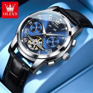 OLEVS | OLEVS 6607 Nam Cao Cấp Đồng Hồ Cơ Khí Đồng Hồ Đeo Tay Chống Nước Dây Da Chống Sốc Vỏ Thép Không Gỉ Rỗng Ra