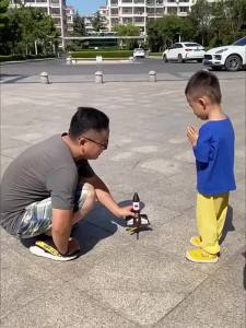 Children Rocket Launcher Toy with Parachute Self Launching Motorized Space Rocket Toys Outdoor Launch Game for Boys Kids