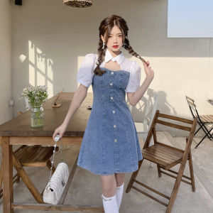 Váy Denim Mini Cạp Cao Mùa Hè Cho Nữ Cỡ Lớn Dáng Chữ a Váy Ngắn Thon Gọn Phong Cách Ngọt Ngào Váy Bó Sát