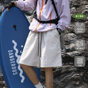 Quần Short Thể Thao Nam Nhanh Khô Màu Đen Mùa Hè Mỏng Bằng Lụa Băng Quần Chạy Bộ Thể Dục Quần Dài Đến Giữa Bắp Chân Phong Cách Mỹ