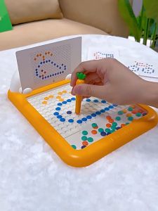 Magnetic Board - Rabbit Drawing Pad for kids  Magnetic Dot Art Montessori Educational Preschool Toy Sensory Educational Drawing Board  Interactive Magnetic Drawing Board with Chess Pieces Early Education Toy for Kids Perfect Gift for Children