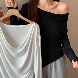 HOKKIE BJ1736 Baju Atasan Kaos Knit Sweater Rajut Wanita Seksi Bahu Sabrina Korea Lengan Panjang