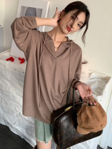 เสื้อคลุมกันแดดผ้าไหมน้ำแข็งทรงหลวมสไตล์เกาหลีสำหรับผู้หญิงในช่วงฤดูร้อนปี 2024 เสื้อคลุมกันแดดแบบมีฮู้ดป้องกันรังสียูวี