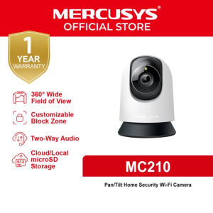 Mercusys Official | MC210 | 2K 3MP Indoor 360 Degrees Pan and Tilt Wireless WiFi IP Security CCTV Sale Hidden Camera Connect to Cellphone Two Way Audio with Mic and Speaker