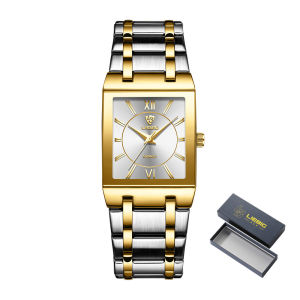 LIEBIG Simple Design Business Mens Quartz Watches Black Gold Stainless Steel Waterproof Clock Wristwatches For Mens With Box
