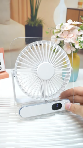 พัดลมตั้งโต๊ะ พัดลมไร้สาย 5 ระดับ 1200mahแบตเตอรี่ประสิทธิภาพสูง พับเก็บได้ แขวนผนัง ถือได้ พัดลมพกพา
