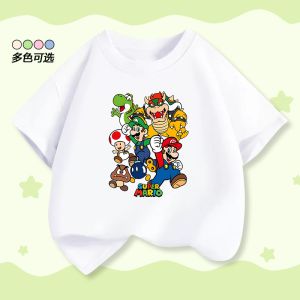 Bandai | Super Mario Cartoon Anime Childrens Clothing - Summer Boys Short-sleeved T-shirt Shorts Top for Summer Attire