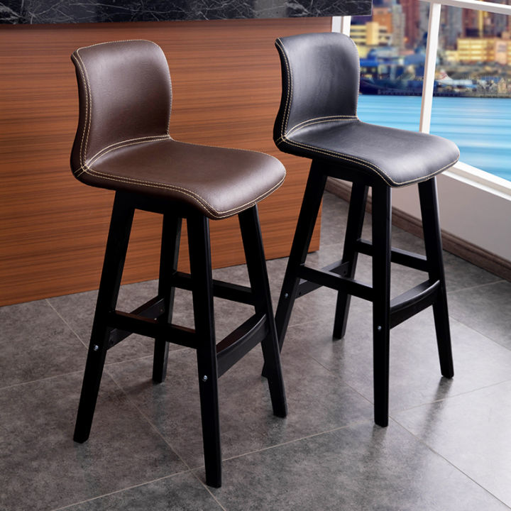 Scandinavian Accessible Luxury Solid Wood Bar Stool Bar Chair High ...