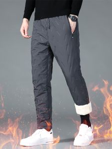Mens Pants Black Large Size Lamb Velvet Casual Long Autumn Winter Plus Velvet Thickened Outside Windproof Warm 2025