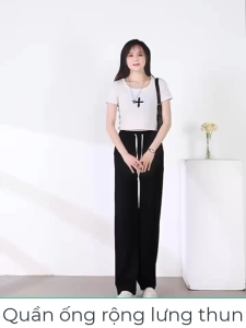 Quần ống rộng nữ lưng thun cao dáng suông phối dây rút siêu HOT - OR253