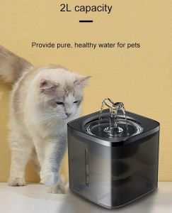 Teeker Pet Household Cat Water Fountain Stainless Steel 2 Liter Automatic Pet Water Fountain with Water Level Window Silent Pump Intelligent Constant Temperature