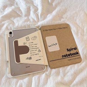 เคสไอแพด Air5 10.9 Air6 กันงอโค้งสีน้ำตาล-ขาว ที่ใส่ปากกา NoteBook เคสiPadหมุน 360°Gen10 Air7 Gen11