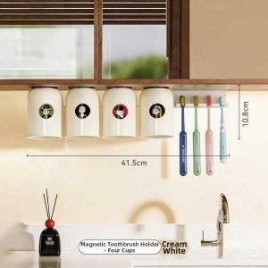 Magnetic Drill-Free Bathroom Toothbrush and Cup Storage Rack
