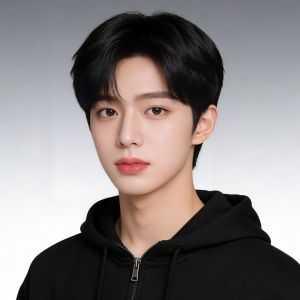 Korean handsome womens wig short straight hair center-parted bangs high-temperature silk synthetic fiber wig headset