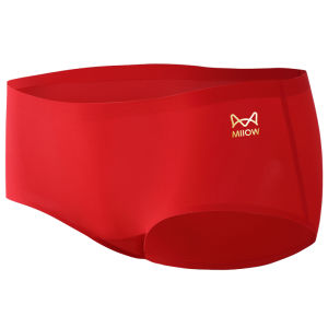 Miiow | Red Ice Silk Pure Cotton Underwear Womens Triangle Panties No Trace Wedding Celebration Special Year Of Birth Design