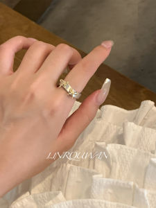 Silver Butterfly Knot Ring Open Style for Women Elegant Luxury Minimalist High-End Feeling Finger Ring Fashion Jewelry