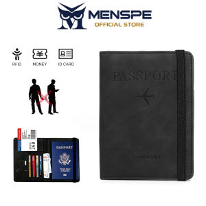 MENSPE Men Wallet RFID Card Case Soft PU Wallet Business Wallets Passport Holder Coin Bag Zipper Multi-Card Position ID Credit Cards Holders Solid Color Travel Purses Coin Pouch